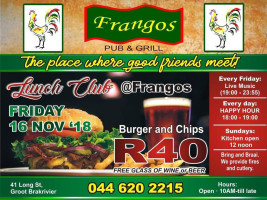 Frango's menu