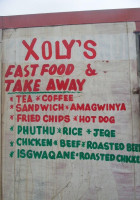 Xoly's Fast Food Take Away menu