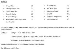 Fishermans Cottage menu